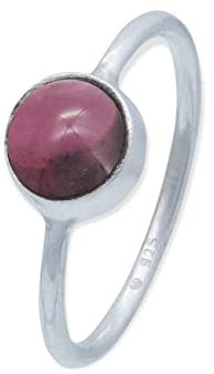 mantraroma Ring Damen Silber 925 Granat Edelstein rot schlicht modern