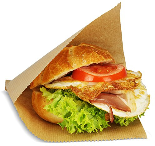 1000 Snacktaschen/Hamburgertaschen, 2-seitig offen, 16x15cm, groß, Kraftpapier - braun