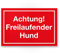 Warning Free-Running Dog – Plastic Sign (Red, 30 x 20 cm), Weatherproof Dog Sign for Garden Gate, Entry Gate/Front Door, Door Sign Deterrent, Warning Sign Burglary Protection