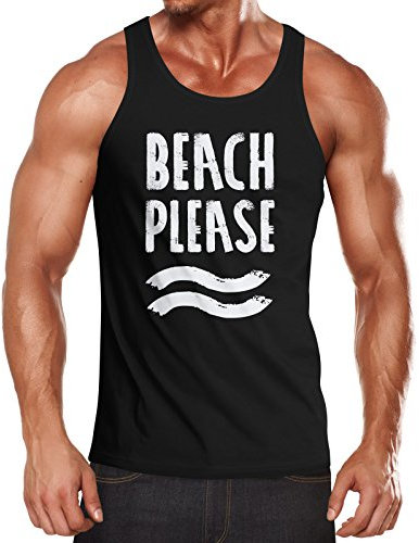 Neverless Herren Tank-Top Beach Please Muskelshirt Muscle Shirt schwarz XL