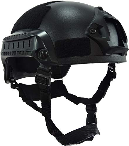 haoYK MICH 2001 Style Tactical Airsoft Paintball Casco con supporto NVG e guida laterale per Airsoft Paintball, nero