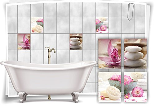 Medianlux Fliesenaufkleber Fliesenbild Blumen Orchidee SPA Wellness Aufkleber Deko Bad Fliesen Dekoration Badezimmer, 15x20cm fp5p11h-57596