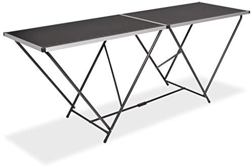 Festnight- Mesa para Empapelar Negro 200x60x78 cm Plegable de MDF y Aluminio