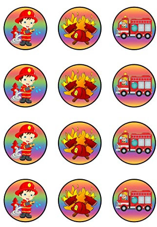Muffinaufleger Cupcakes Muffins Kindergeburtstag Feuerwehr F01 (Zuckerpapier)
