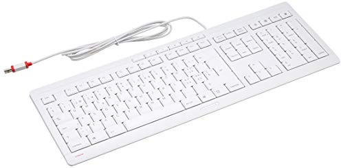 CHERRY STREAM KEYBOARD, Kabelgebundene Tastatur, Schweizer Layout (QWERTZ), Leiser Tastenanschlag, Einzigartiges Tippgefühl, Flaches Design, Weiß-Grau