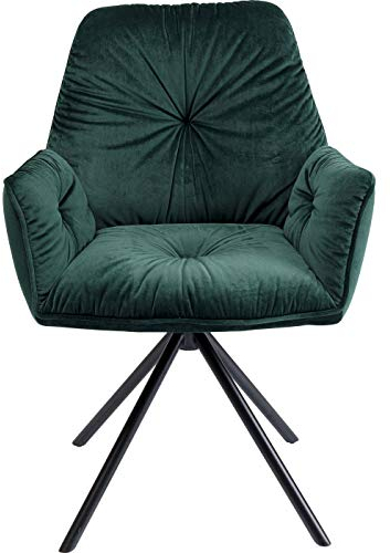 Kare Design Armlehnstuhl Mila, Grün, Esszimmerstuhl, Armlehnstuhl, Samtoptik, Stahlbeine, handgearbeitet, 89x60x65 cm (H/B/T)