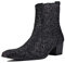 OSSTONE Stivaletto da Uomo Chukka in Leather Glitter Stivaletti firmati Scarpe Casual Tacco Chelsea Stivali con Cerniera OS-JY022-IT Nero Glitter 11
