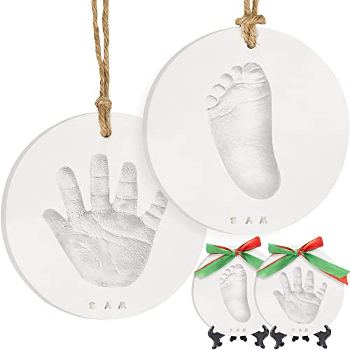 Kit souvenir Ornement avec empreinte de main pour bébé - Ornements personnalisés pour nouveau-né - Chevalet pour kit souvenir d'art de bébé - Cadeaux Perfect Baby Shower (Multi-Colored Paint)