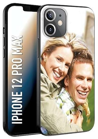 CUSTOMIZZA - Custodia cover nera morbida in tpu compatibile per iPhone 12 PRO MAX personalizzata con foto immagine scritta a piacere