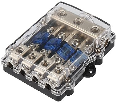 X AUTOHAUX Distribution Block 4 Way with 60 Amp Mini ANL Fuse Holder 1 Pcs | Car Distribution Block, 4 Way with 60 Amp Mini ANL Fuse Holder, Plastic Zinc Alloy, 1 Pcs