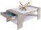 BAKAJI Rechteckiger Wohnzimmertisch, modernes Design, MDF-Holz + graue Schublade, Polycarbonat, Beton, weiß, 100 x 58 x 44 cm