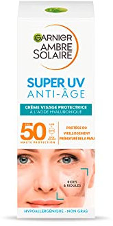 Garnier Ambre Solaire Super UV Visage Crème Visage Protectrice Anti-ge À L'acide Hyaluronique FPS 50
