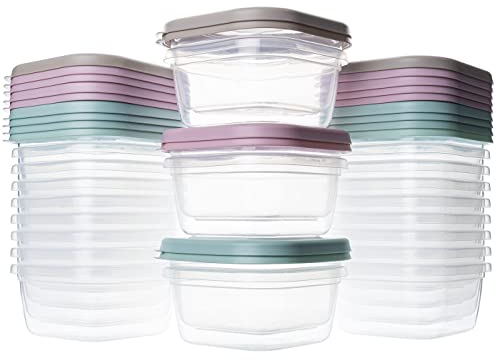 QILZO® Lot de 24 boîtes alimentaires 300 ml pour aliments pour bébés, sans BPA, récipient adapté au micro-ondes et au lave-vaisselle, congélateur