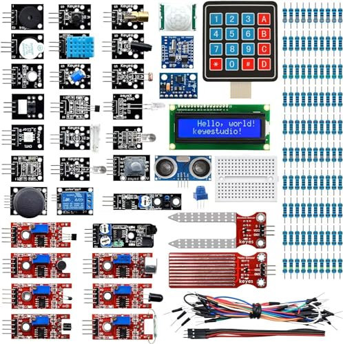 KEYESTUDIO 37 in 1 Sensor Kit for arduino,Compatible for Various microcontrollers and Raspberry Pi
