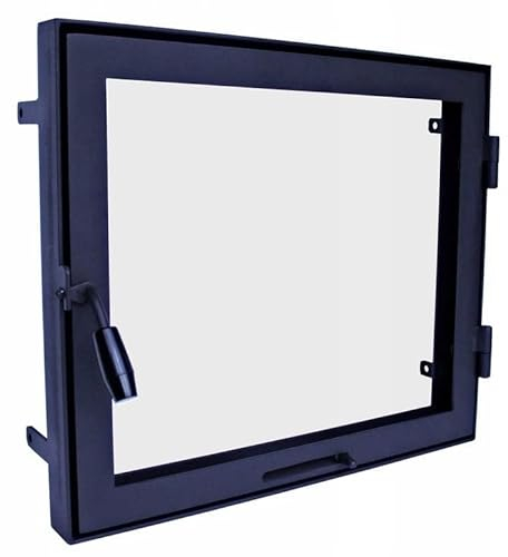 Krakowskie Centro de Chimeneas - Puerta de Horno de Pizza de Hierro Fundido, 60 x 50 cm, con Ventana Grande y Apertura a la Derecha