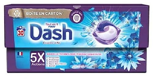 Dash Lessive Capsule Envolée d'Air Tout- En-1 Pods, La boîte de 30 capsules
