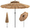 KOMFOTTEU Sombrilla Hawaiana de 2,7m, Sombrilla de Paja, Sombrilla de Rafia Plegable, Sombrilla de Playa con Doble Techo, Sombrilla de Mercado para Jardín, Balcón, Playa, sin Base