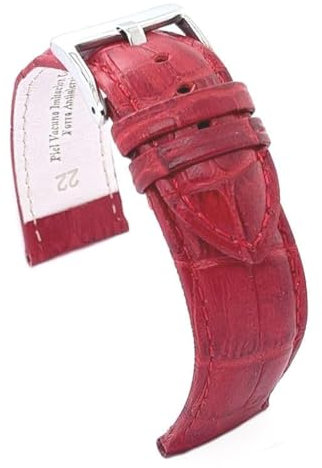 diloy Sportliches gepolstertes Uhrenarmband Rindsleder Krokoprägung quadratisch – Größen 14mm 16mm 18mm 20mm 22mm 24mm 26mm 28mm 30mm – Elegant und widerstandsfähig 368 Bordeaux 16mm