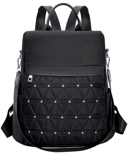 Eshow Rucksack Damen Klein, Kleiner Rucksack Damen Leicht, Damen-rucksackhandtaschen Elegant, Cityrucksack diebstahlsicher Mittelgroß, Mini Backpack Women Modern zur Schule Arbeit Reise, Schwarz