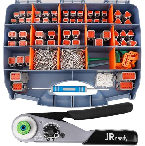 JRready ST6359 Deutsch Connector Kit, 2 3 4 6 8 12 Pin DT Connectors, Size 16 Solid Contacts 16-20AWG, Deutsch Crimp Tool, Deutsch Pin Removal Tool. Waterproof Automotive Electrical Connectors | Size 16 Solid Contacts 16-20AWG, Deutsch Crimp Tool, Deutsch Pin Removal Tool, Waterproof Automotive Electrical Connectors