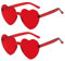 Meleager Randlose Herz Brille, Herzförmige Sonnenbrille Rot, 2 Stück Sonnenbrillen Set Party, Vintage Herzform Brille, Hippie Brille Herz 90er, für Party, Hochzeit, Karneval, Halloween