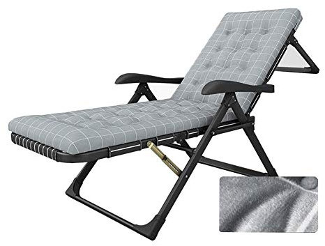 BUJOG Sonnenliege, robuste Textoline-Zero-Gravity-Stühle, klappbarer Outdoor-Liegestuhl, Mittagspausenstuhl für Terrasse, Garten, Strand, Pool, mit Kissen, unterstützt 180 kg (grau)
