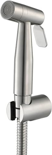 Brushed Nickel Bidet Hand Shower Sprayer Stainless Steel Toilet Bathroom Bidet Set Cold Water Handheld Bidet Sprayer with Hose Hand Bidet Sprayer Wall Mount Cloth Diaper Sprayer