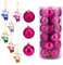 Kunststoff Weihnachtskugeln Set mit Aufhängen 24 x Weihnachtskugeln, Party-Weihnachtsbaumschmuck, hängende Verzierung + 6 x Weihnachtsmann Baumschmuck Weihnachten Weihnachtskugeln (Hot Pink, One Size)