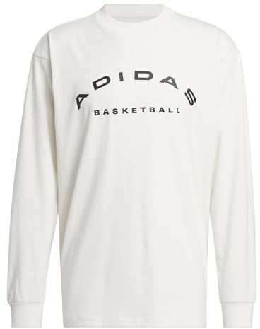 adidas Men's Select Long Sleeve Basketball T-Shirt Tops, Cloud White/Black, S Tall
