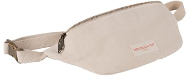 HOLZRICHTER Berlin - Große Bauchtasche aus 100% Baumwolle für Damen und Herren, 12 x 31 x 7,5 cm, Vintage Gürteltasche, Handgefertigte Hüfttasche, Premium Accessoire in Off-White, No 3-2