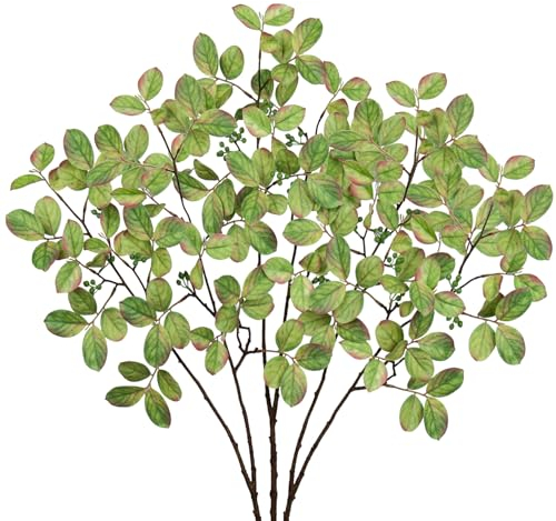 Arborus 3 Stück Künstliche Zweige Grün Äste und Zweige Deko Kunstpflanzen Zweige mit Blätter 73cm Lagerstroemia Zweige Künstliche Zweige für Vase Deko Büro Haus Zimmer Hochzeit Blumen Deko