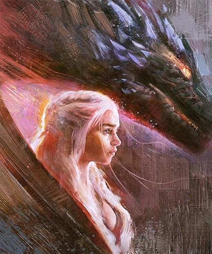 GerRit DIY 5d Diamond Malerei Kits für Erwachsene Kinder,Game of Thrones, Vollrunde Diamond Stickkits Cross -Stitch Kristall Strassbilder Kunsthandwerk Home Wall Decoration-30x40cm