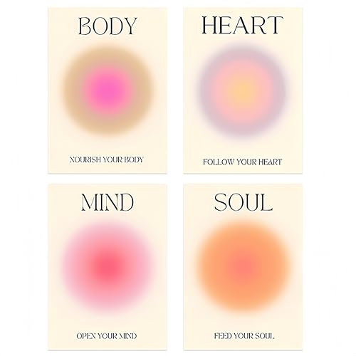KHDULQ 5 Stück Aura Poster Set,Positive Aura Poster Aesthetic Bilder Zimmer Deko Set & Kunstdrucke Seele, Seele, Geist, Körper und Intellekt Art, Wandbilder für Wand Bunt Wandcollagen