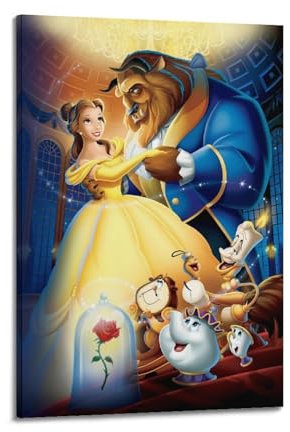 KSOXDAITIP Filmposter Die Schöne und das Biest, dekoratives Gemälde, Leinwand, Wandposter und Kunstdruck, moderne Familienschlafzimmer-Dekoration, Poster, 60 x 90 cm