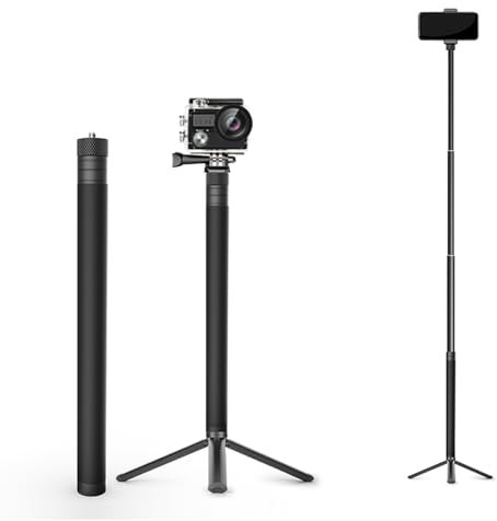 4 Section Adjustable Camera Monopod, 100cm Camera Extension Pole, Camera Extension Pole with 1/4in Screw Interface for Panoramic Camera, Sports Camera, DSLR Camera