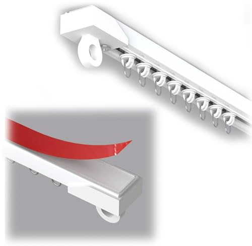 Selbstklebende Vorhangschiene, Decke Montage, Gardinenstange Ohne Bohren, Für Raumteiler Duschfenster Fenster Tür Waschbecken Kleiderschrank Vorhangschienen Einfach Zu Montieren(190cm)