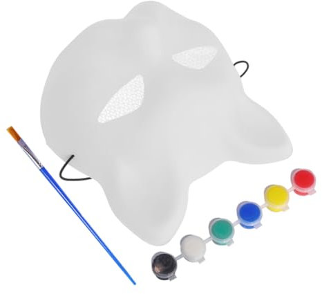 Zerodeko Katzenmasken-Set Weiße Leere Tiermaske Aus Kunststoff Mit Netzaugen Masken Malset Cosplay Halloween Dekorative Maske