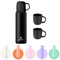 Thermal Flask with Cup 648ml/22oz Flask for Hot Drink, Vacuum Insulated Flask, Thermal Cold Water Bottle Thermo Coffee Flasks(Black,Set)
