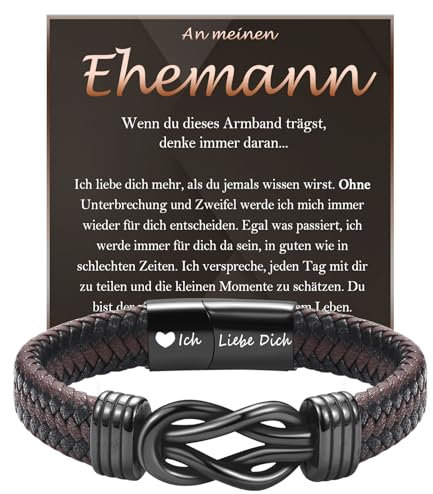 FAOMZQ Geschenke an Meinen Ehemann, Ich Liebe Dich Geschenk für Männer mit Gravur, Armband Geschenk für Meinen Mann Ehemann zum Geburtstag Valentinstag Weihnachten Hochzeitstag Jahrestag