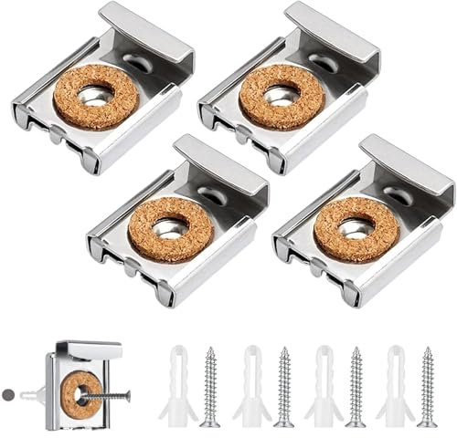 SHSHbuy Supporto per Specchio,4 Pezzi Fissaggio per Specchio,Supporti per Specchio da Parete con Tasselli e Viti,Clip Specchio a Molla per Vetro,Specchi Pesanti