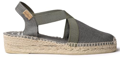 Toni Pons - VERONA - Flache vegane Espadrilles für Damen mit Gummibändern, Grün , 9