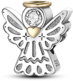CYMYSS Charms Anhänger 925 Sterling Silber Bead Charms für Damen Charm Stopper Sicherheitskette Armband für europäische Armbänder und Halsketten (Angel's Keeping)