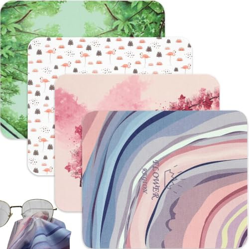 JEYORZY 4 Pièces Chiffon, Doux Chiffons de Nettoyage Lunettes en Microfibre lavables et Réutilisables, Chiffons Microfibre de Nettoyage, Essuie Lunettes de Vue,pour Nettoyer Lunettes,Caméras,Tablettes