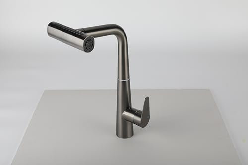Robinet de cuisine rétractable à 4 modes avec rotation à 360° - Robinet d'évier à économie d'eau en acier inoxydable à commande tactile