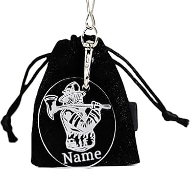 Feuerwehrmann Schlüsselanhänger personalisiert – Geschenk mit Gravur aus Acryl – Feuerwehr Geschenkidee mit Namen – Männergeschenk Feuerwehr