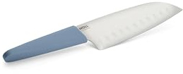 Woll – Cutting Edge Santokumesser 18 cm – Japanisches Küchenmesser aus deutschem Edelstahl DIN 1.4116 – ergonomischer Griff blau – Scharfes Kochmesser für Gemüse, Fleisch & Fisch