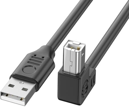Ddujbtp Câble de connexion USB 2.0 pour imprimante avec film et blindage tressé longue portée coudé à 90 degrés pour transmission rapide de données type A vers B