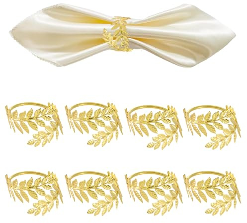 HECHKJ 8 Pièces Rond de Serviette, Rond de Serviette de Table, Rond de Serviette Or de Diamètre Intérieur 4 cm, Convient pour Les Mariages, Les Banquets et Les Fêtes