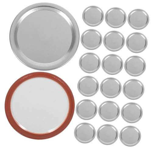 Hoement 100pcs Mason Jar Lids Canning Jar Top Lid Tinplate Split-type Canning Rings Regular Mouth Aluminum Silver