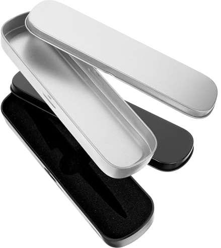 Artibetter 2pcs Metal Pencil Boxes Pen Holders Anti-Scratch Flat Pen Cases Portable Stationery Storage Containers Suitable for Office and Can be Placed in Briefcase